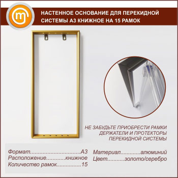 Настенное основание для перекидной системы А3 книжное на 15 рамок