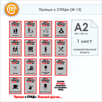 Плакат «Правда о СПИДе» (М-13, ламинированная бумага, А2, 1 лист)