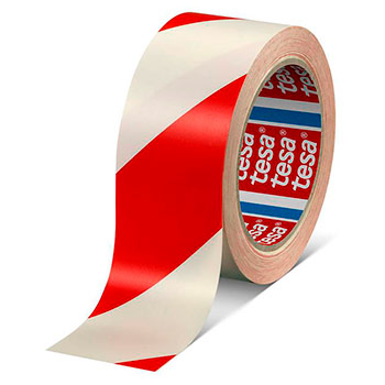 Лента оградительная клейкая красно-белая ЛО-50, 50мм х 33м х 150мкм, для разметки и маркировки, TESA