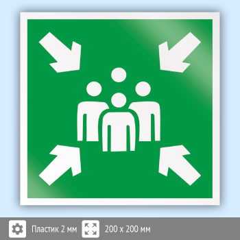 Знак E21 «Пункт (место) сбора» (пластик, 200х200 мм)